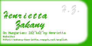 henrietta zakany business card